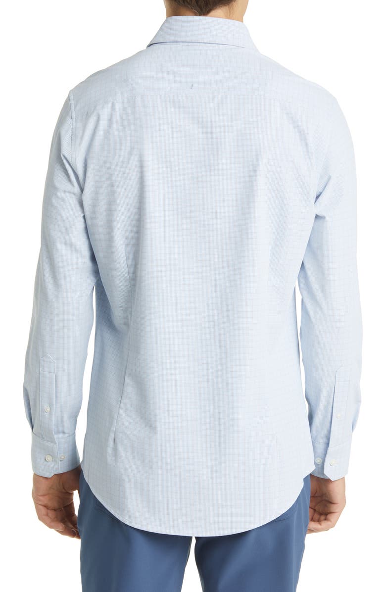 Mizzen+Main Leeward Trim Fit Check Print Button-Up Shirt, Alternate, color, Light Blue Mini Plaid