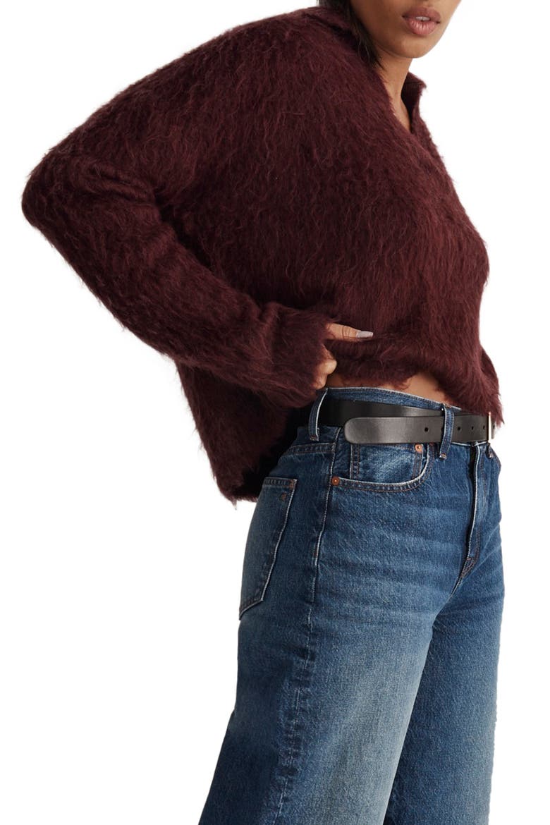 Brushed Polo Sweater, Alternate, color, HEATHER CURRANT