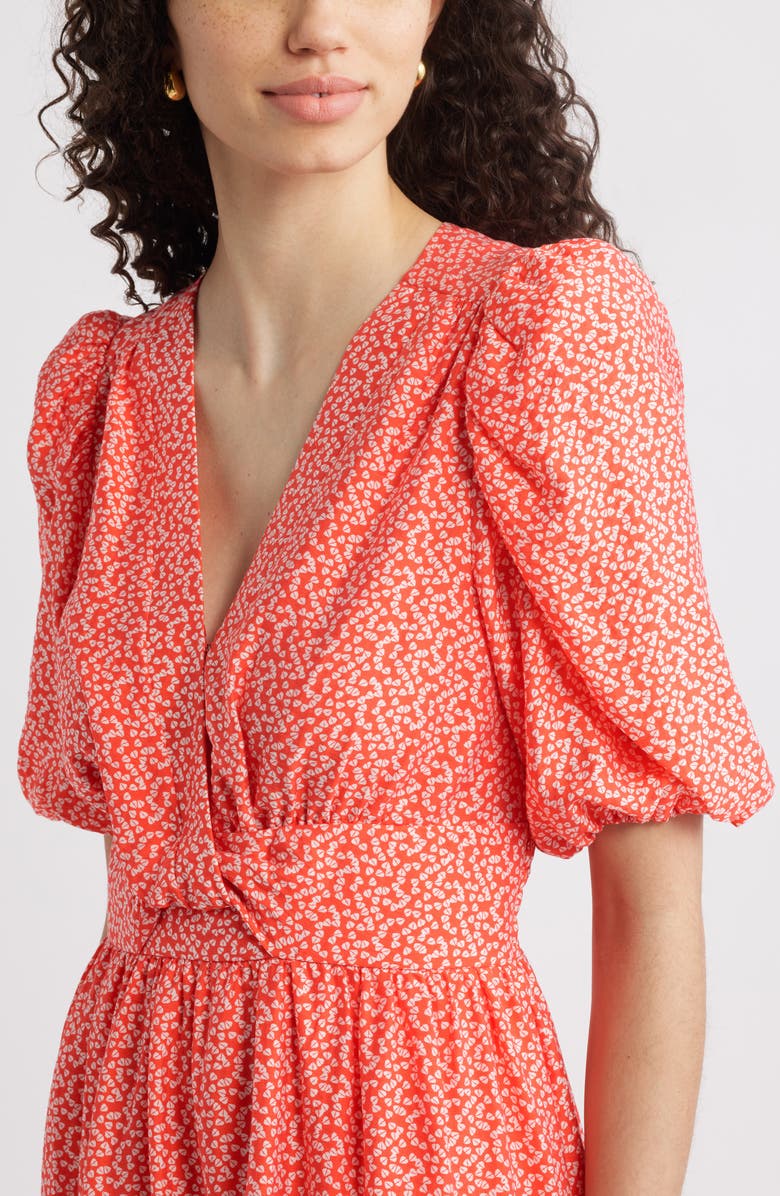 Caslon<sup>®</sup> Twist Detail Allover Print Midi Dress, Alternate, color, 