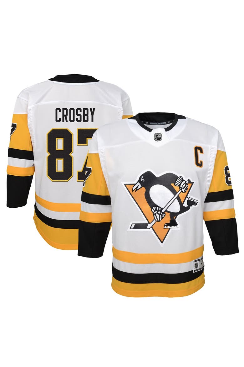 Youth Outerstuff Sidney Crosby White Pittsburgh Penguins Away Captain's Patch Jersey, Main, color, White