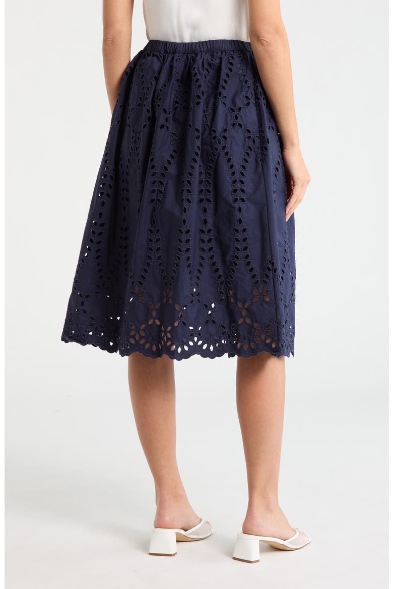 Gracie Cotton Eyelet Midi Skirt, Alternate, color, NAVY EYELET