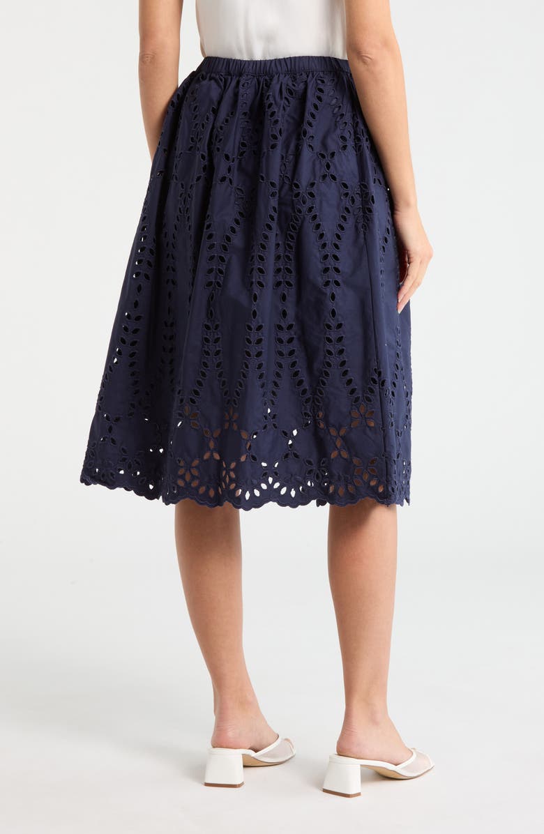Frank & Eileen Gracie Cotton Eyelet Midi Skirt, Alternate, color, Navy Eyelet