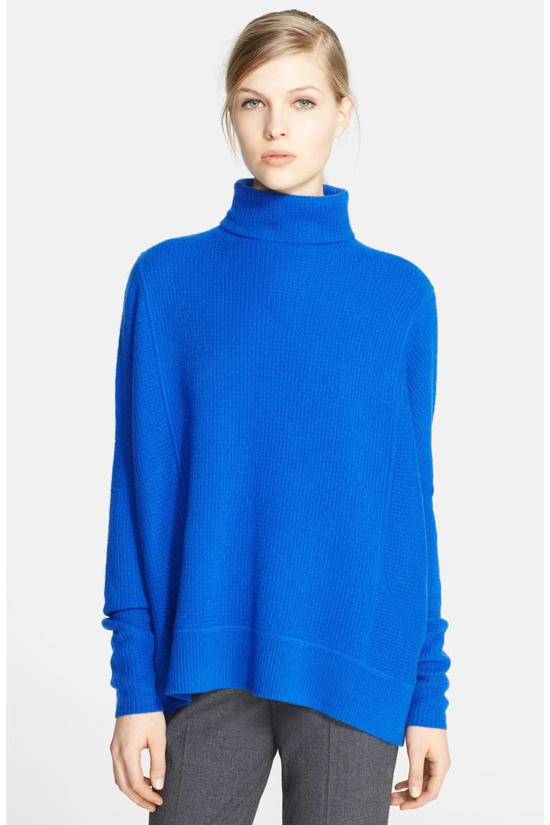 Waffle Knit Cashmere Turtleneck, Main, color, BLUE OLYMPUS