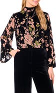 Ted Baker Nelle Floral Flare Sleeve Mock Neck Top