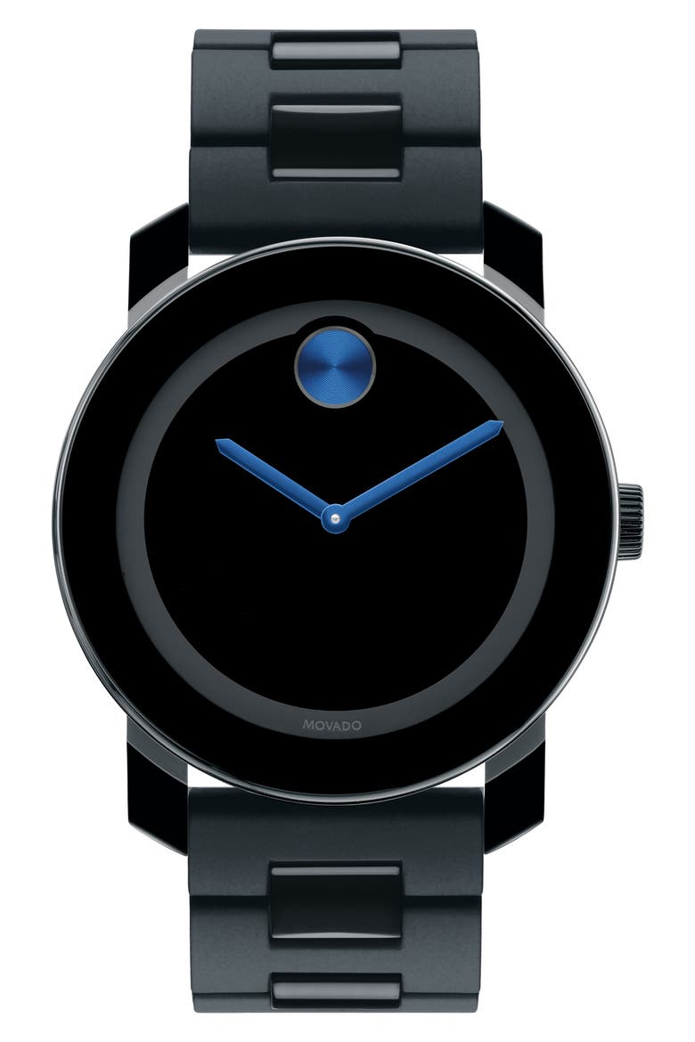 'Large Bold' Bracelet Watch, 42mm, Main, color, BLACK