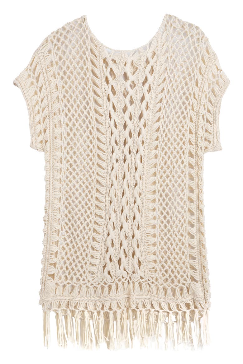 Fringe Crochet Poncho, Alternate, color, IVORY
