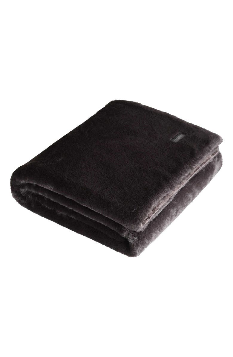 Kenneth Cole New York Solid Faux Fur Throw, Main, color, Dark Brown