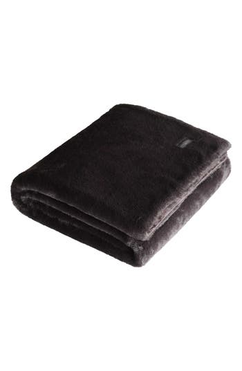 Kenneth Cole New York Solid Faux Fur Throw In Dark Brown