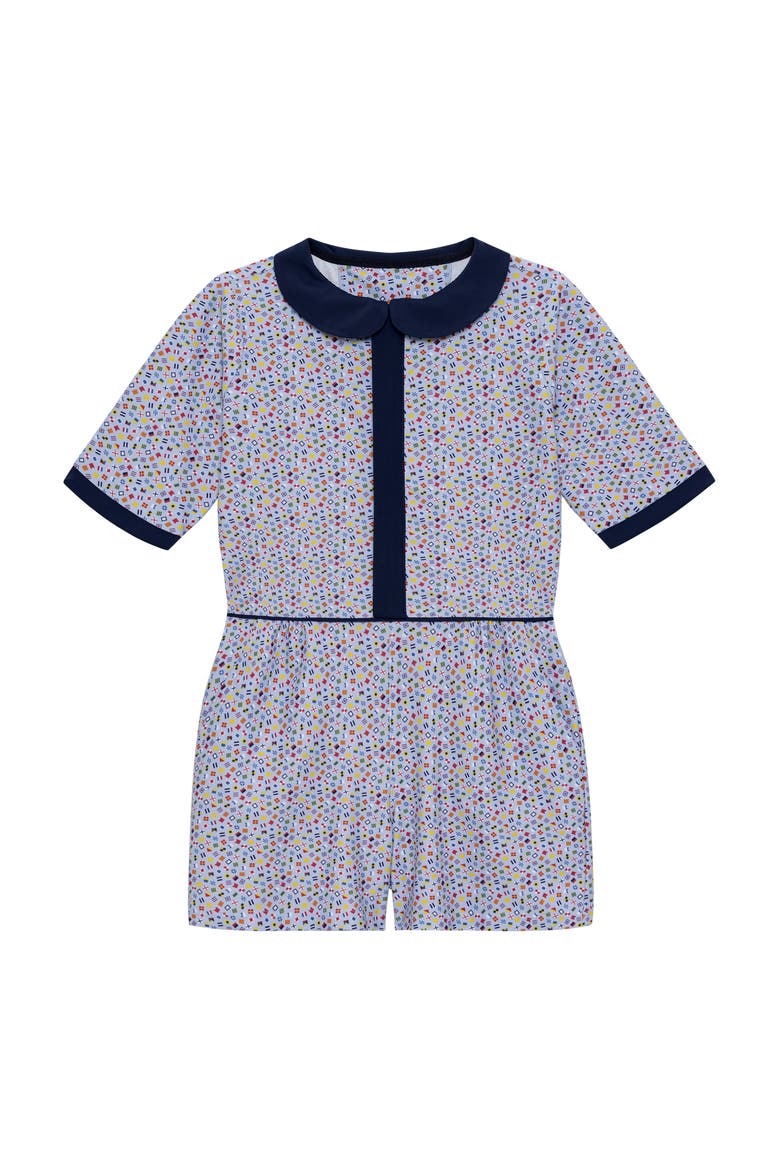 Girls Floral Seersucker Romper, Main, color, Sailor Flag Print