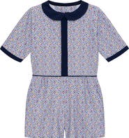 Courtside Kids Girls Floral Seersucker Romper
