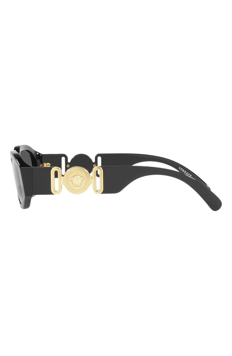 Versace Kids' 48mm Small Rectangle Sunglasses, Alternate, color, Black / Dark Grey
