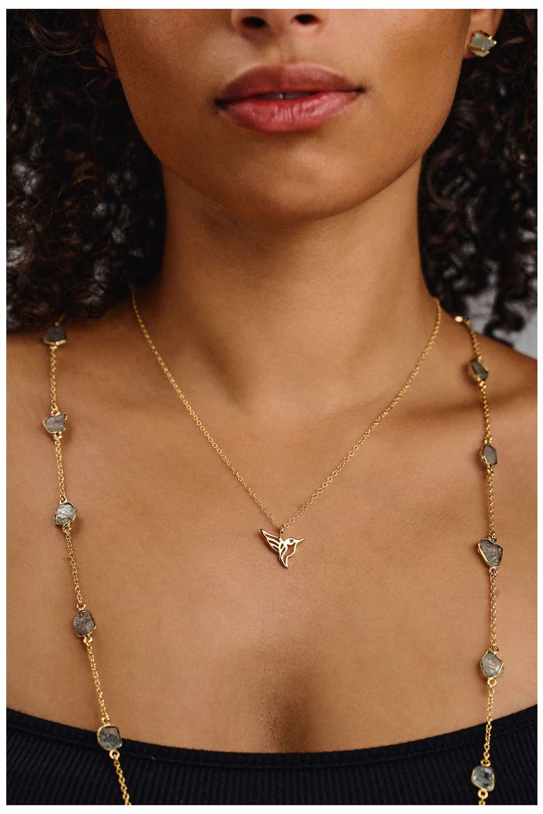 Hummingbird Pendant Necklace, Alternate, color, GOLD