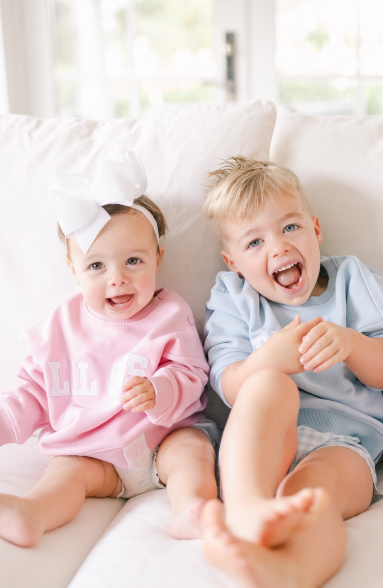 Bits & Bows Lil Sis Sweatshirt, Alternate, color, Pink/White