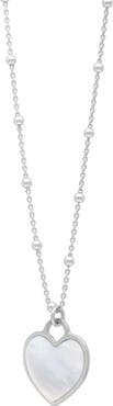 KARAT RUSH Rhodium Plated Sterling Silver Mother-of-Pearl Heart Necklace