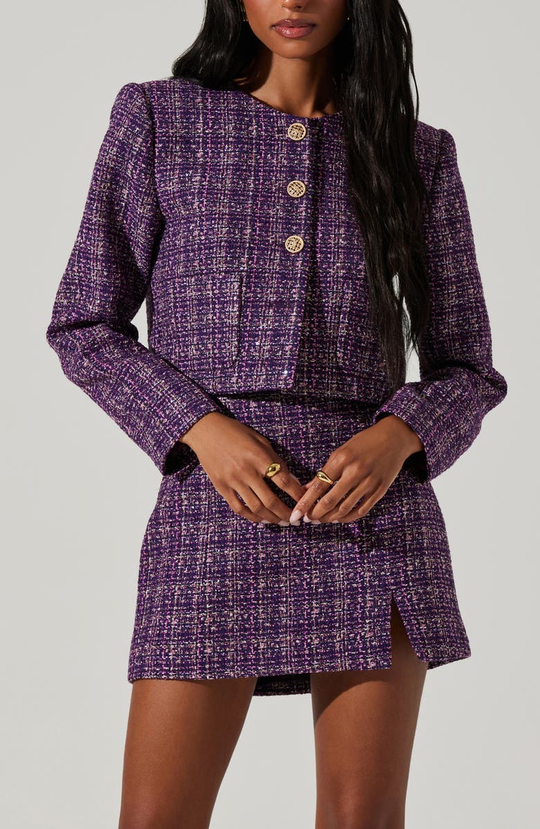 ASTR the Label Covina Slit Hem Tweed Miniskirt, Alternate, color, 