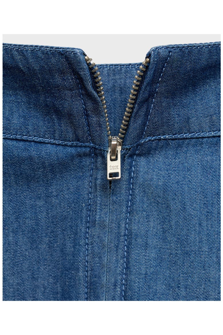 Zip Denim Midi Skirt, Alternate, color, DARK BLUE