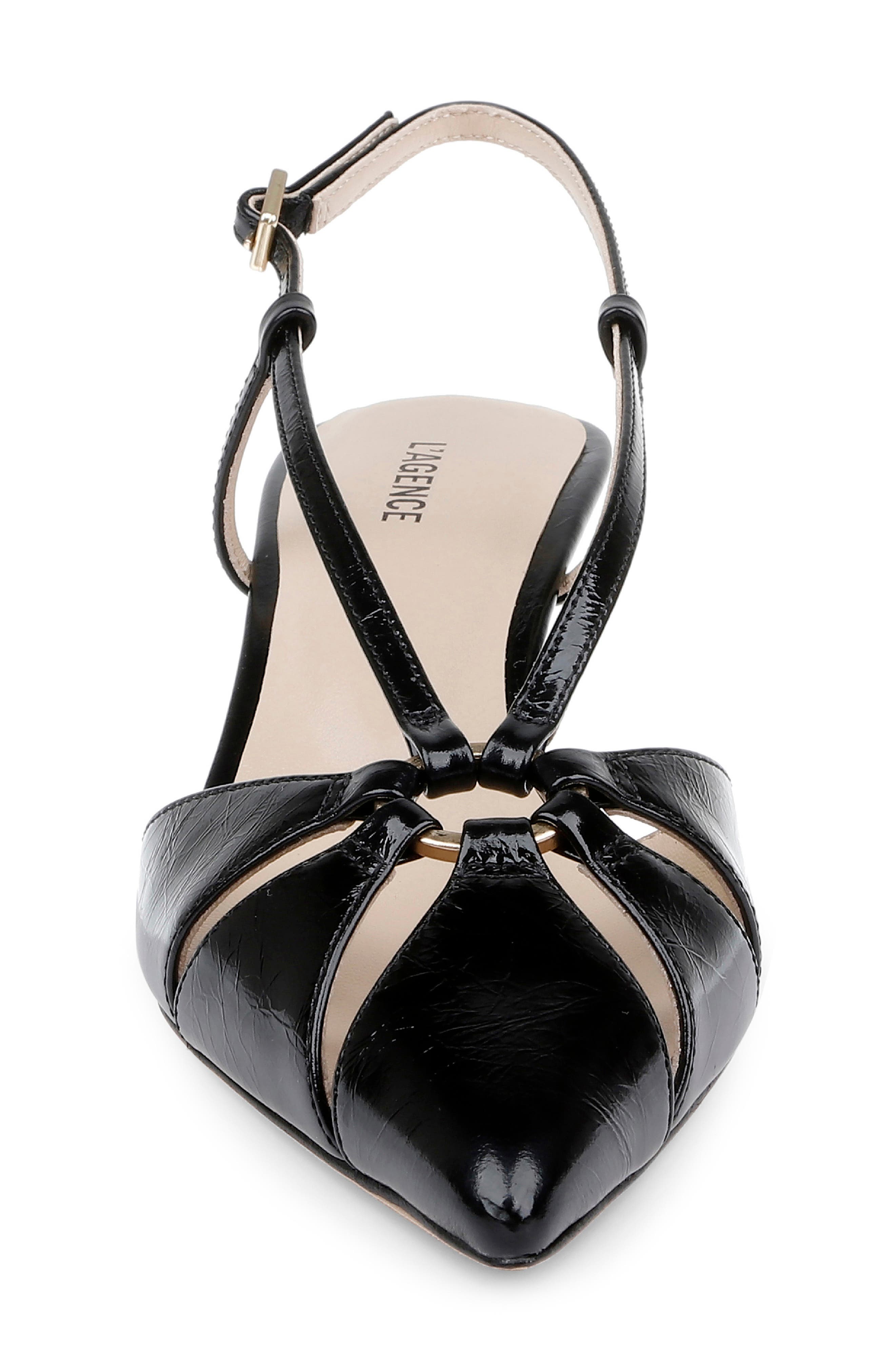 L'AGENCE Adavi Pointed Toe Slingback Pump, Alternate, color, Black Patent