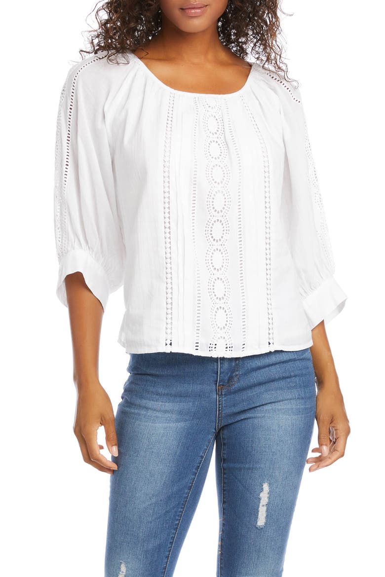 Eyelet Inset Top, Main, color, OFF WHITE