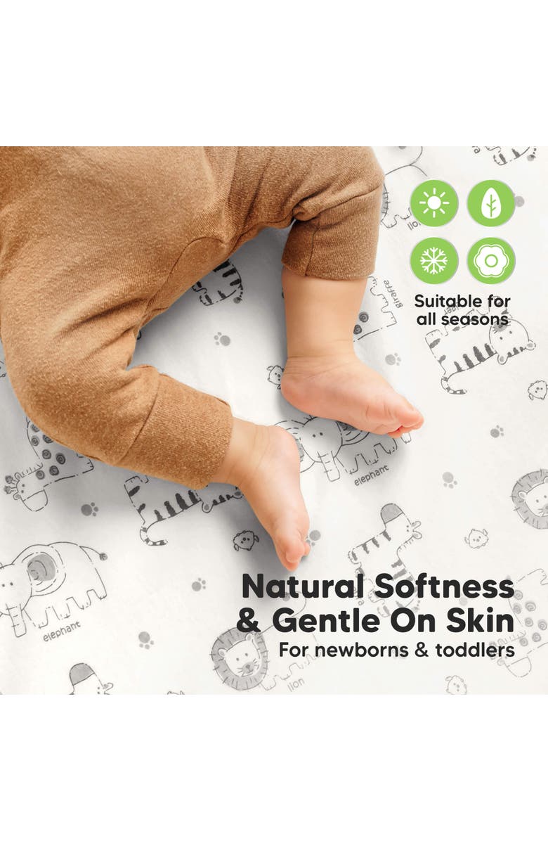 KeaBabies 2-Pack Soothe [Protect+] Waterproof Crib Sheets, Alternate, color, Keasafari