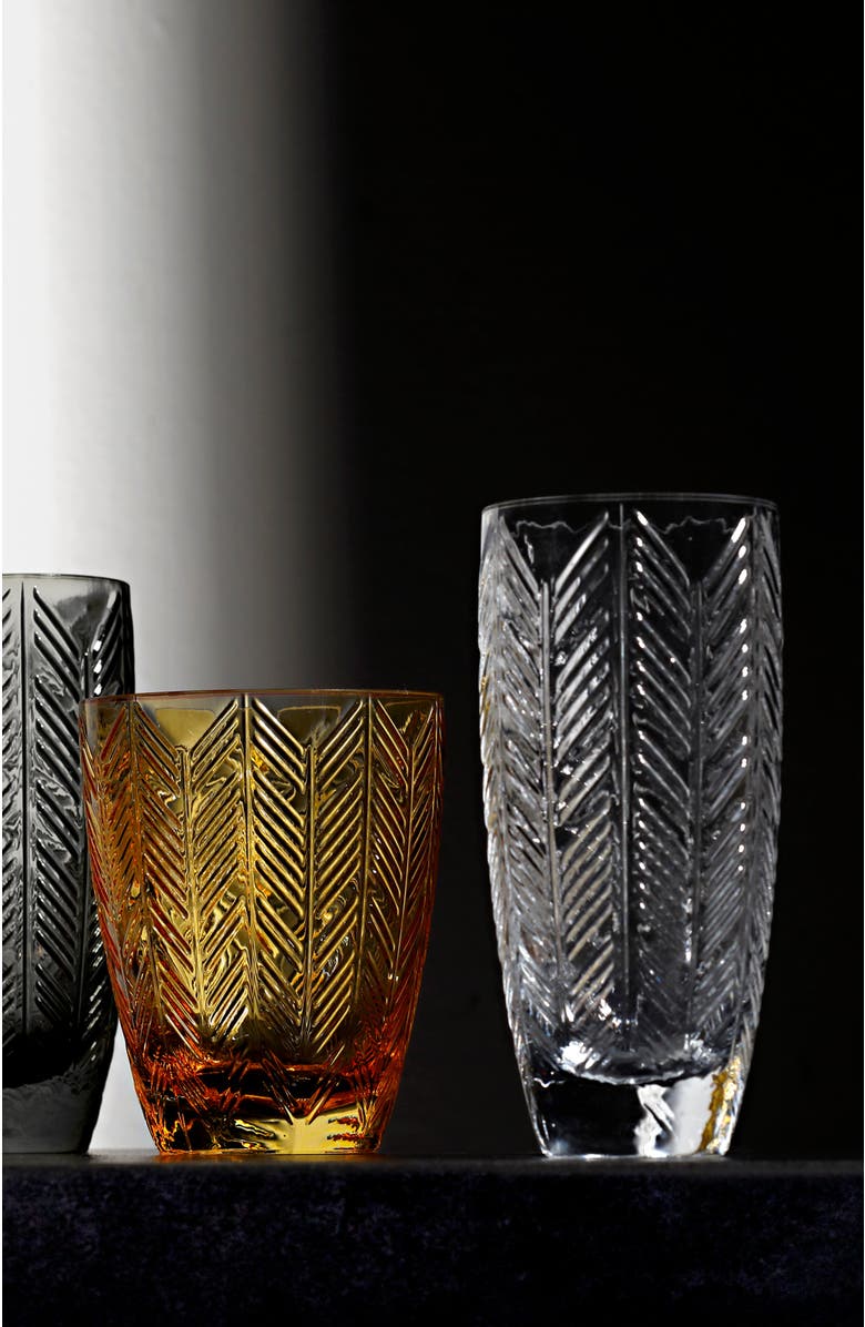 Missoni Home Tableware Champagne Glasses ZIG ZAG Set of 6  Transparent 11 oz, diam. 2.5", H 5.5", Alternate, color, NO COLOR