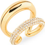 Tory Burch Pierced Pavé Double Ring