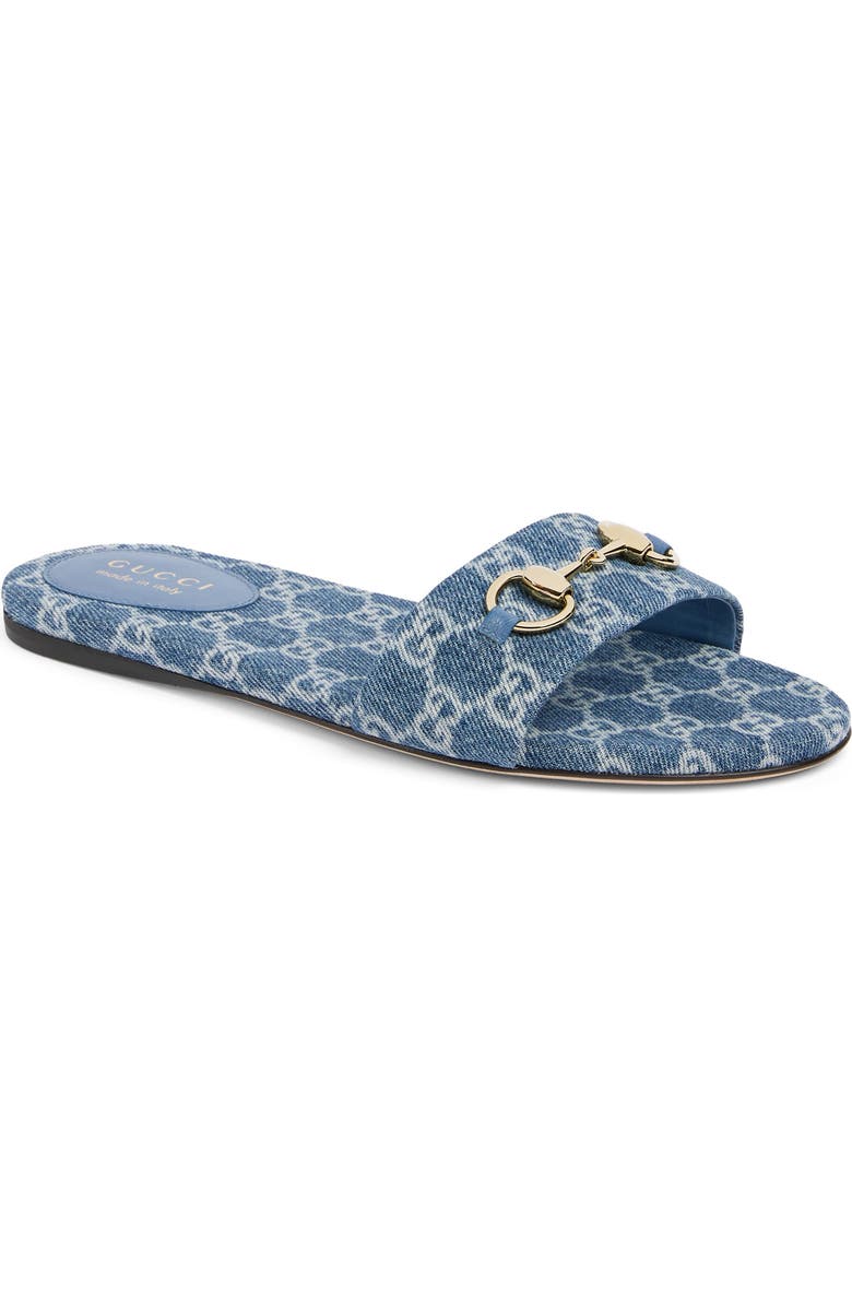 Gucci Siaga Horsebit GG Monogram Slide Sandal, Main, color, Blue