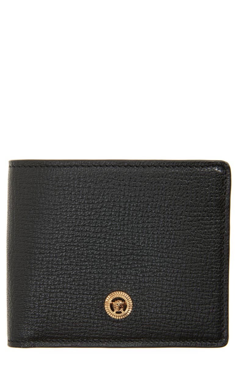 Versace Medusa Leather Bifold Wallet, Main, color, Black/ Versace Gold