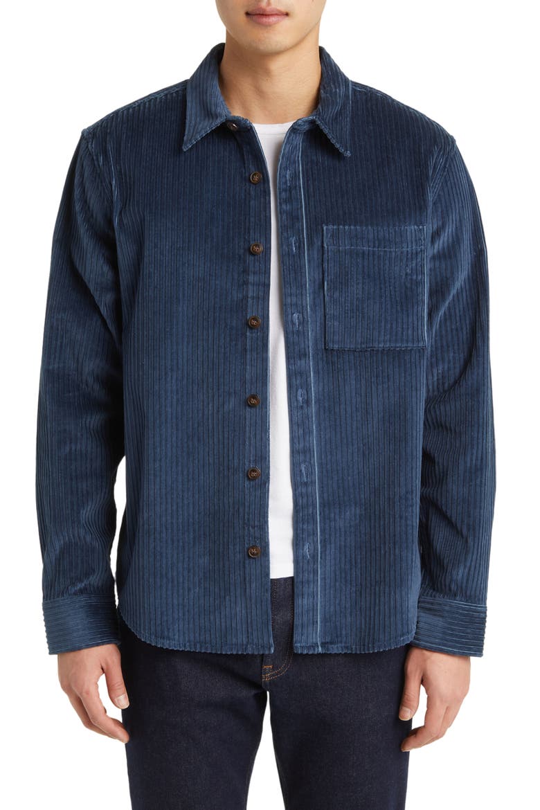 Easy Stretch Corduroy Button-Up Shirt, Main, color, WARM MIDNIGHT