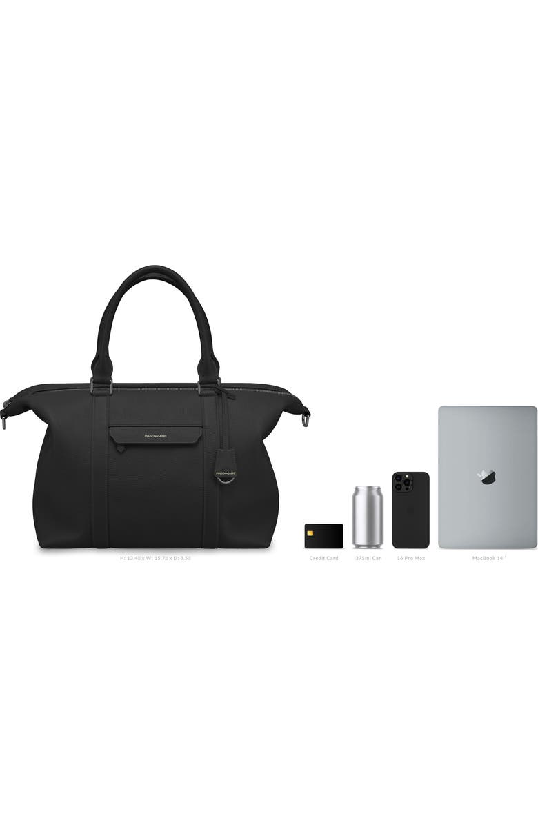 MAISON de SABRÉ Large Leather Weekender Bag, Alternate, color, Black Caviar