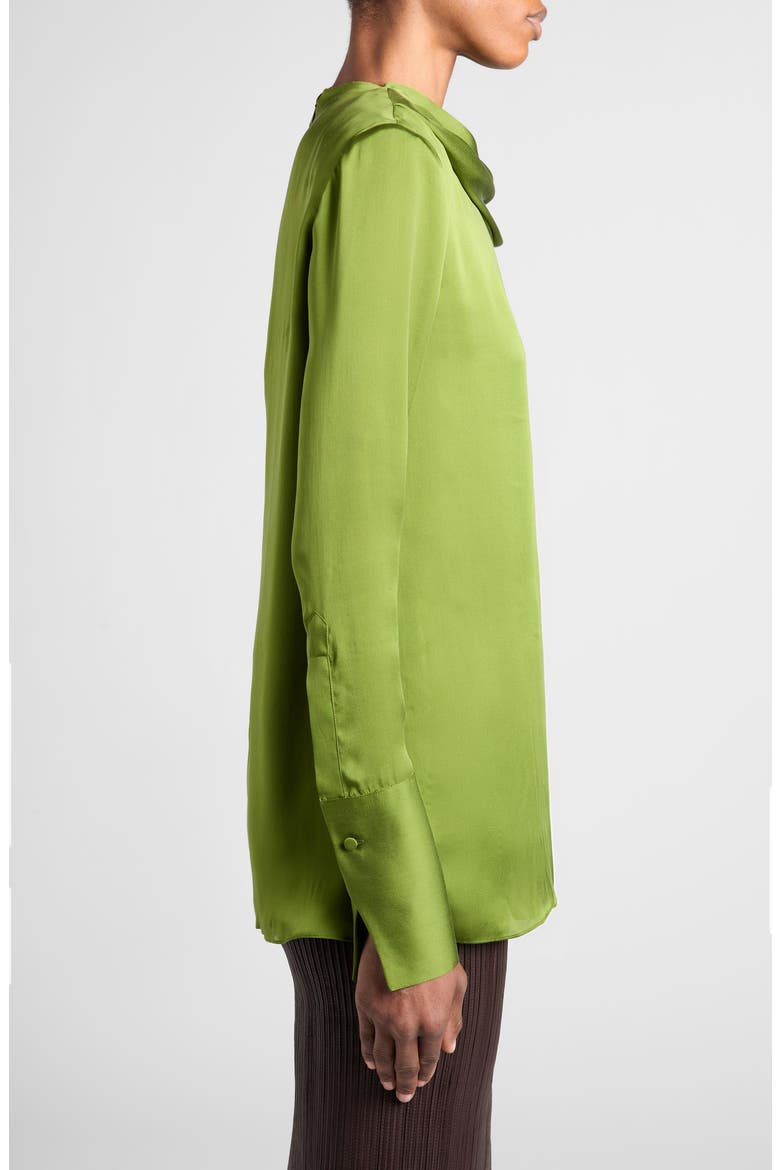 Draped Silk Georgette Top, Alternate, color, LIME GREEN