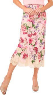 Ted Baker Edith Lace Trim Floral Skirt