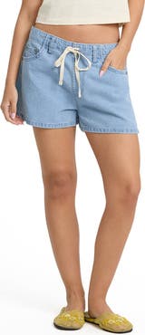 Billabong Jade Saltwashed High Waist Drawstring Denim Shorts