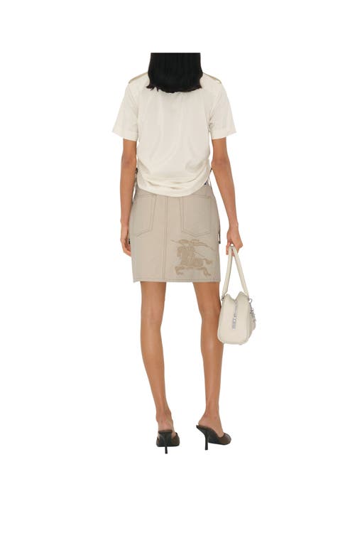Burberry Equestrian Knight Denim Skirt In Rubble