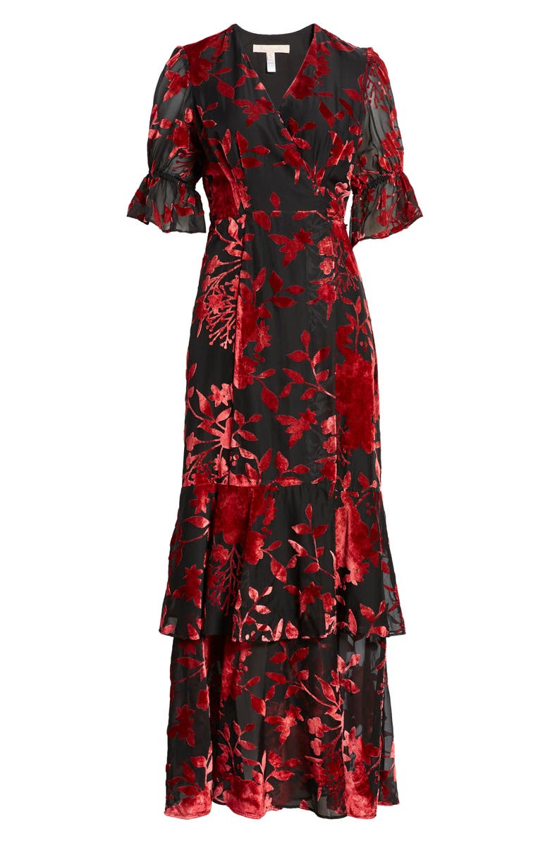 Hutch Floral Pattern Wrap Dress, Alternate, color, Black Pink Chinoiserie Bouquet