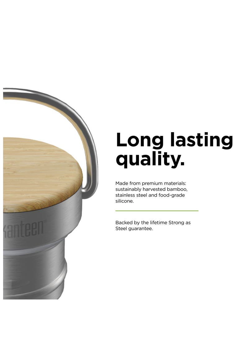 16oz Everyday Insulated Water Bottle with Wooden Cap, Alternate, color, Silver