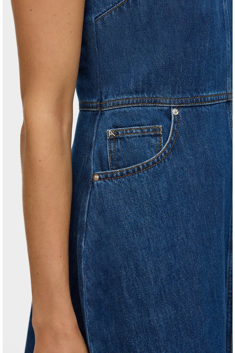 Waterlily Sleeveless Organic Cotton Denim Dress, Alternate, color, MID BLUE