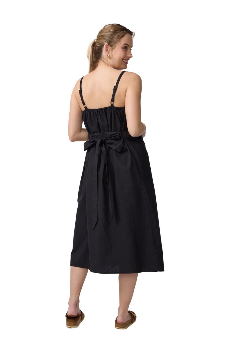 Sleeveless Button Front Midi Dress, Alternate, color, Black