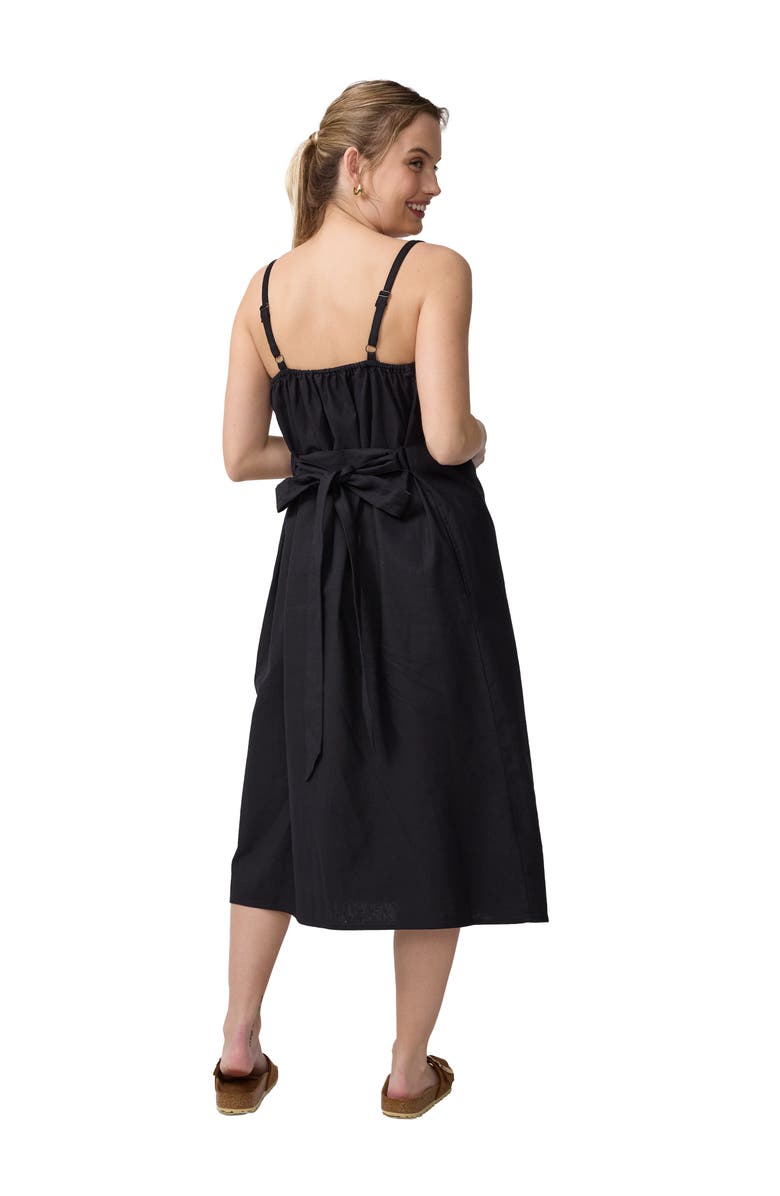 Ingrid & Isabel Sleeveless Button Front Midi Dress, Alternate, color, Black