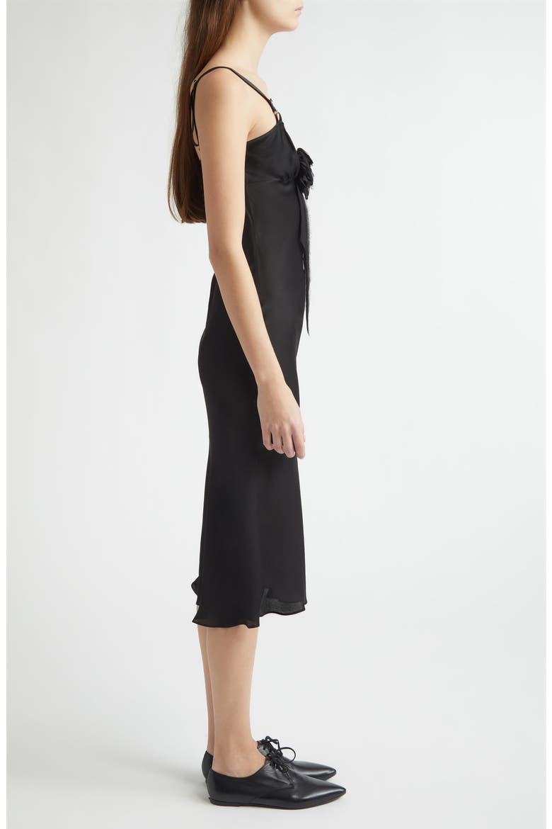 Satin Slipdress with Chiffon Appliqué, Alternate, color, BLACK