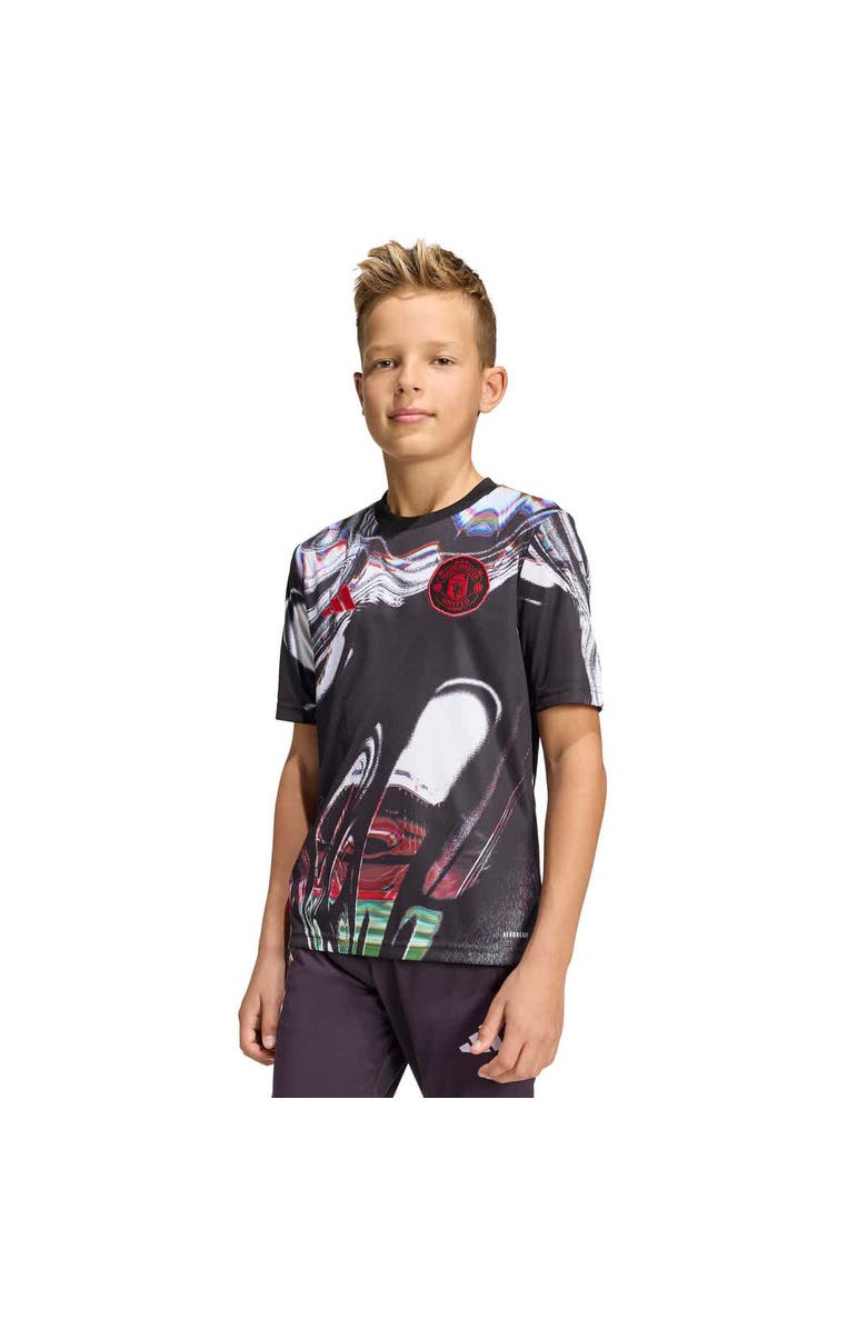 adidas Youth adidas Black Manchester United 2025/26 Pre-Match Training Jersey, Main, color, Black
