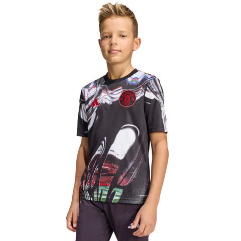 Youth adidas Black Manchester United 2025/26 Pre-Match Training Jersey