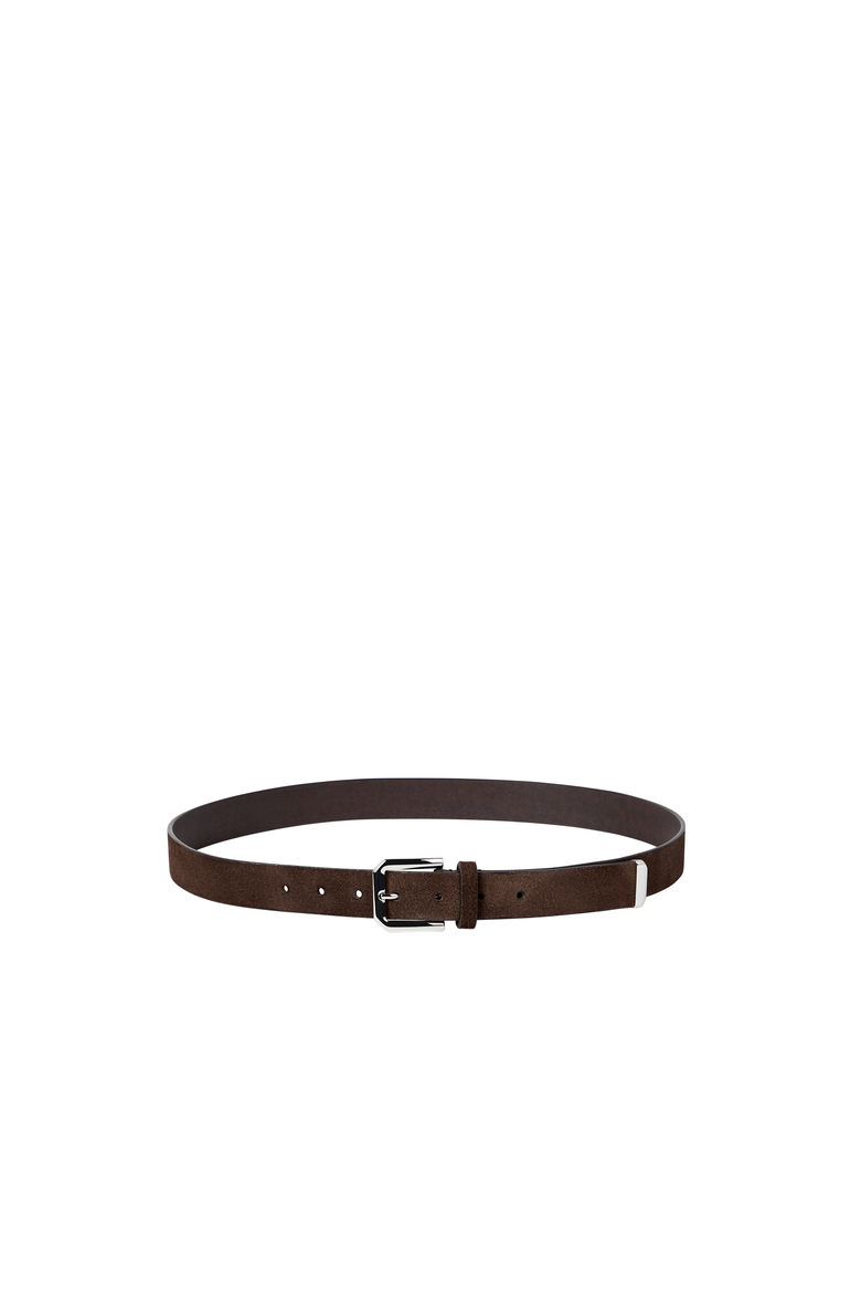 Reversed leather belt with square buckle and tip, Alternate, color, Rust Brown