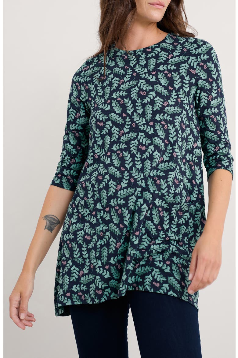 Killiow Floral Tunic Top, Main, color, INDIGO LEAF MARITIME