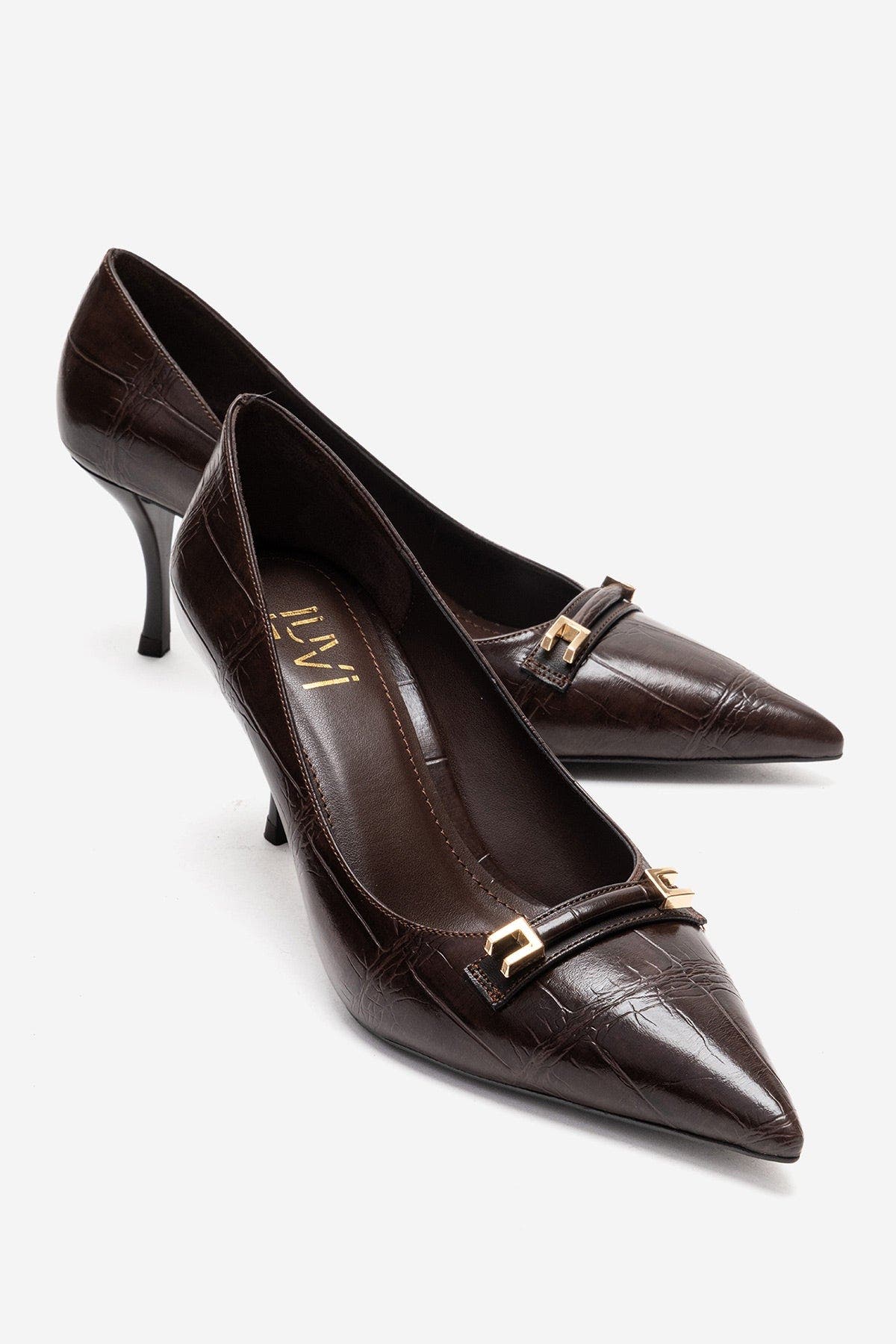 Poesy Pointed Toe Stiletto Pump, Main, color, Brown Print