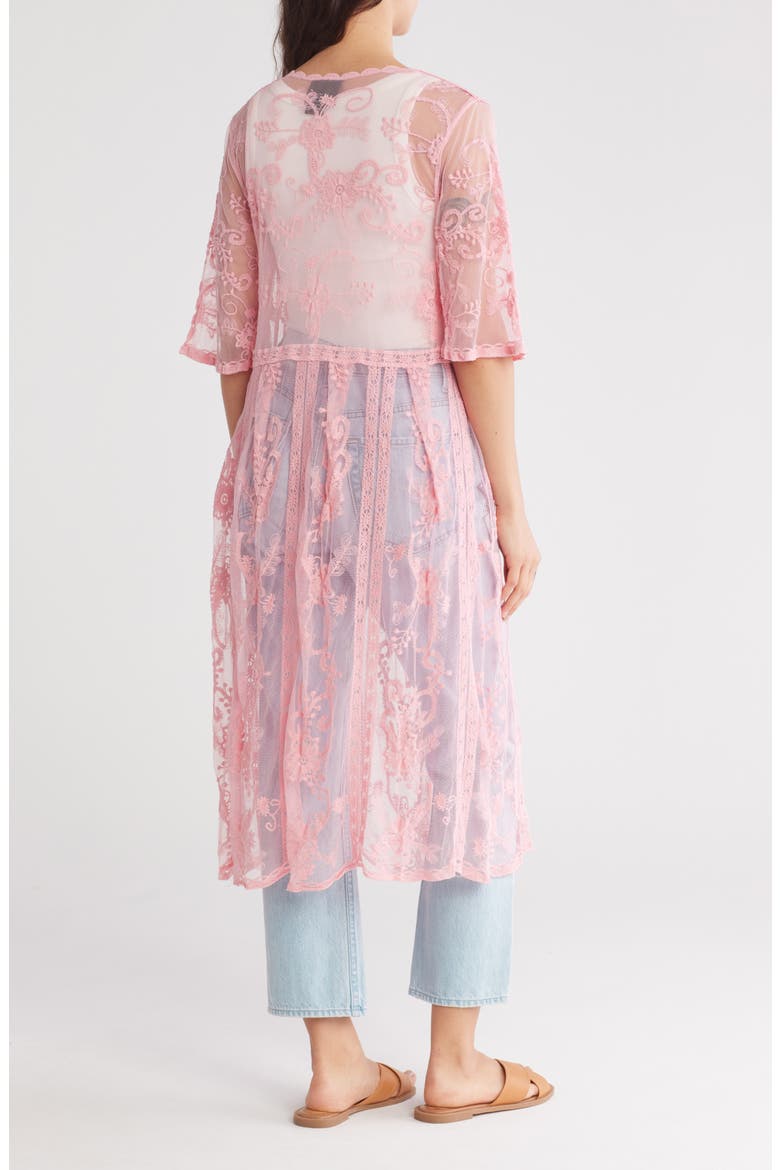 Crochet Lace Tie Front Duster, Alternate, color, BLUSH