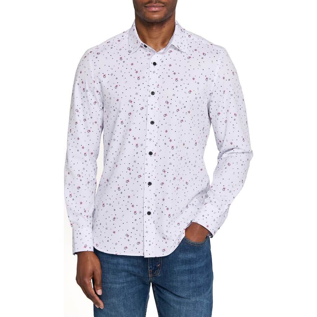 Construct Wreath And Ornament Woven Long Sleeve Basic In White