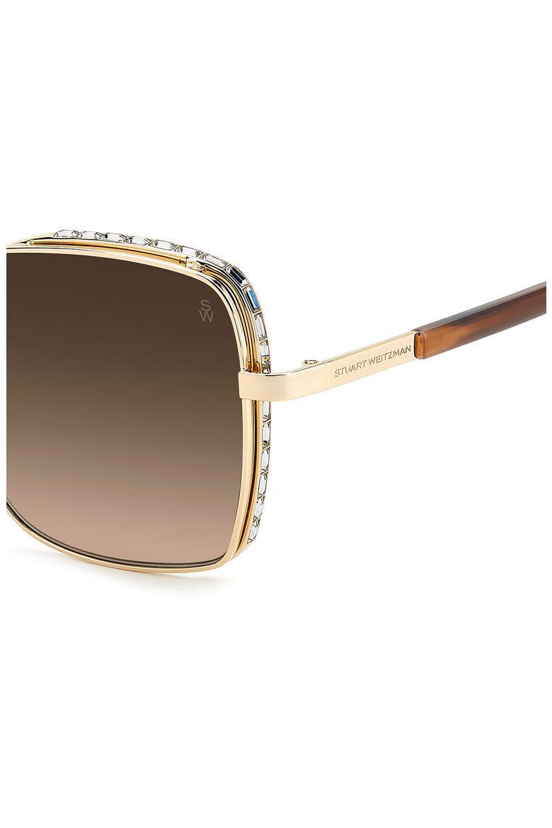 60mm Crystal Gradient Rectangular Sunglasses, Alternate, color, GOLD/ BROWN SF