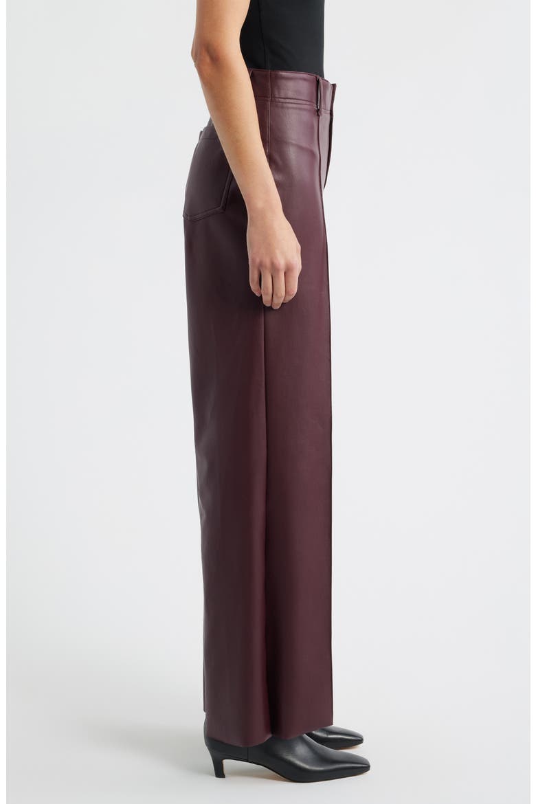 Pintuck Faux Leather Wide Leg Pants, Alternate, color, PLUM