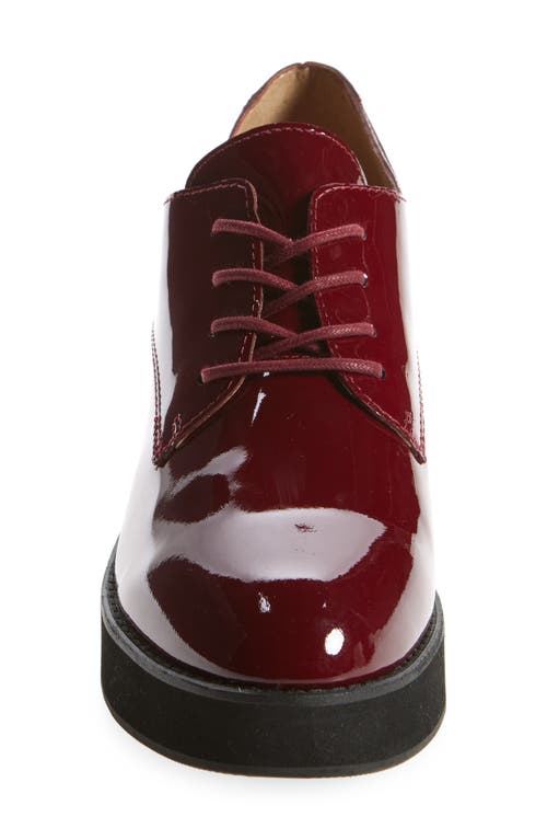 Eileen Fisher Judd Patent Leather Block-heel Oxfords In Bordeaux