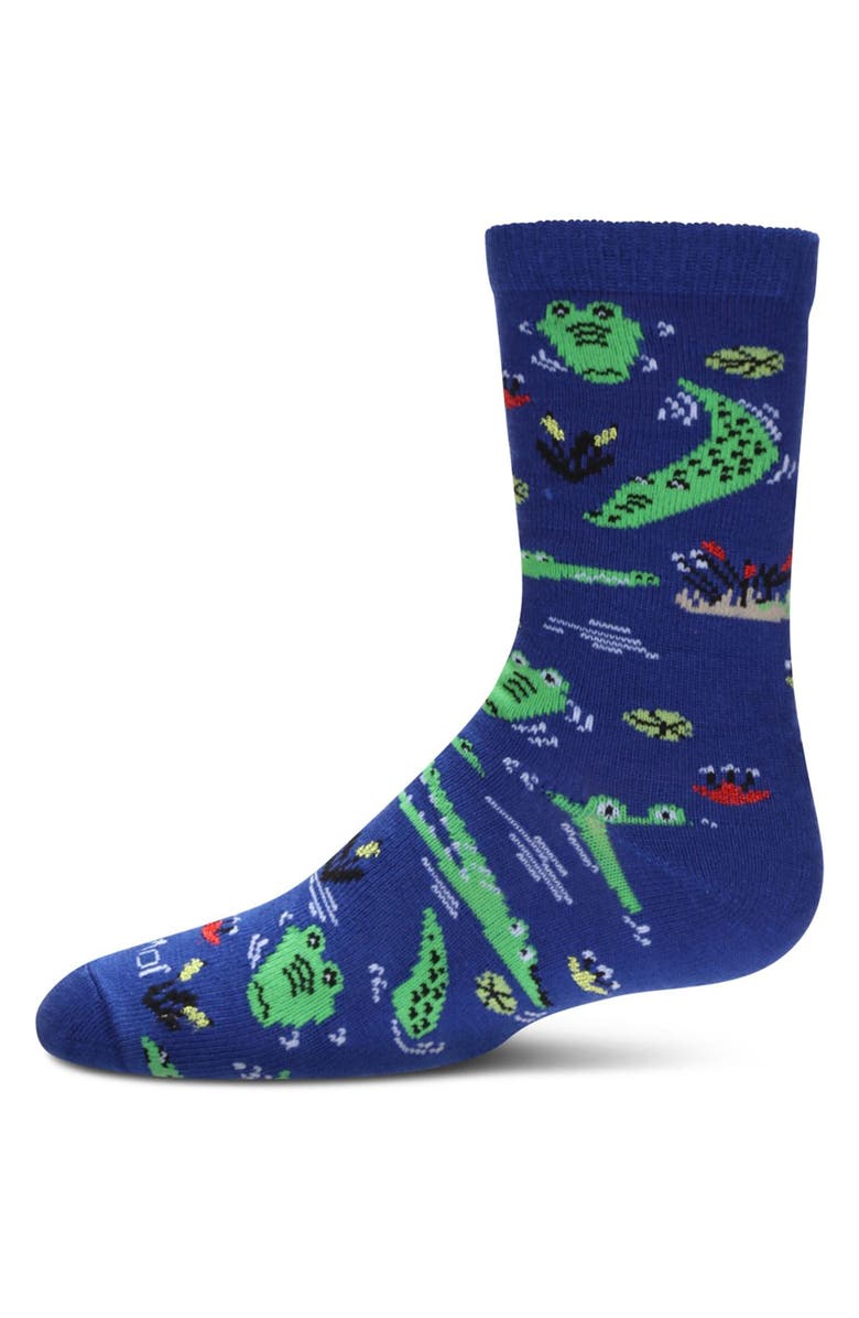 MeMoi Kids' Gators Rayon Crew Socks, Main, color, Royal Blue